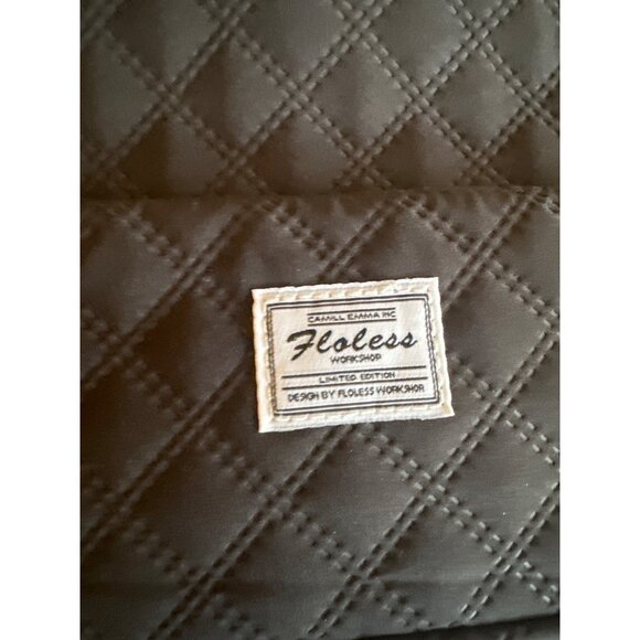 Floless Limited Edition Design Quilted Black Crossbody Bag Adj Strap Zip Close - Picture 2 of 5